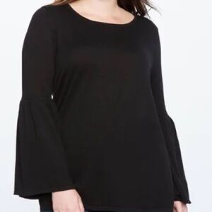 Eloquii Black Bell Sleeve Blouse